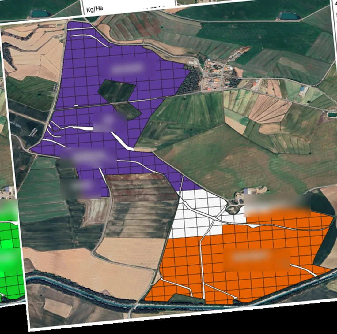 Mapa de un nutriente por zonas sobre una finca